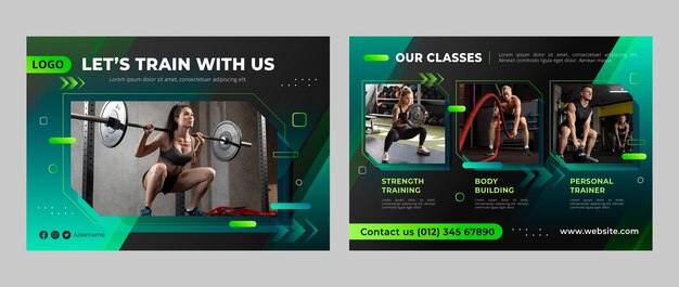 Brochure di fitness in palestra con gradiente