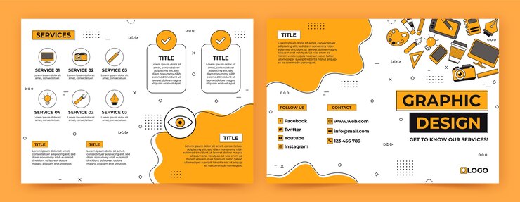 Vettore gratuito brochure di graphic designer disegnata a mano