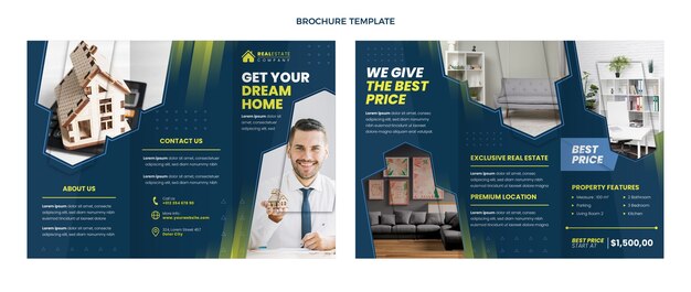 Brochure immobiliare geometrica design piatto