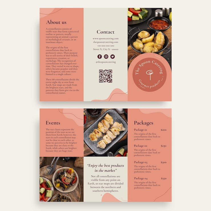 Vettore gratuito brochure per catering con onde astratte