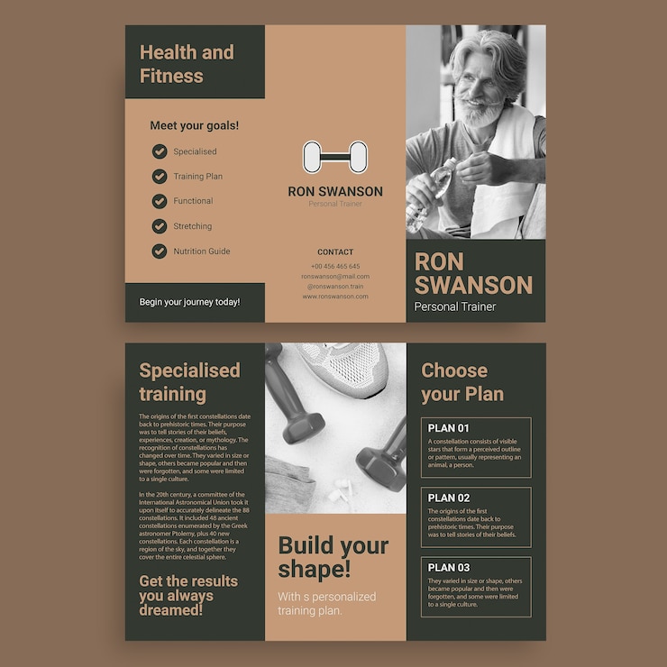 Vettore gratuito brochure per personal trainer professionisti