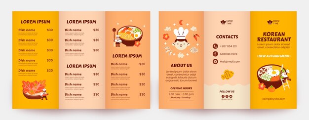 Brochure ristorante coreano disegnato a mano