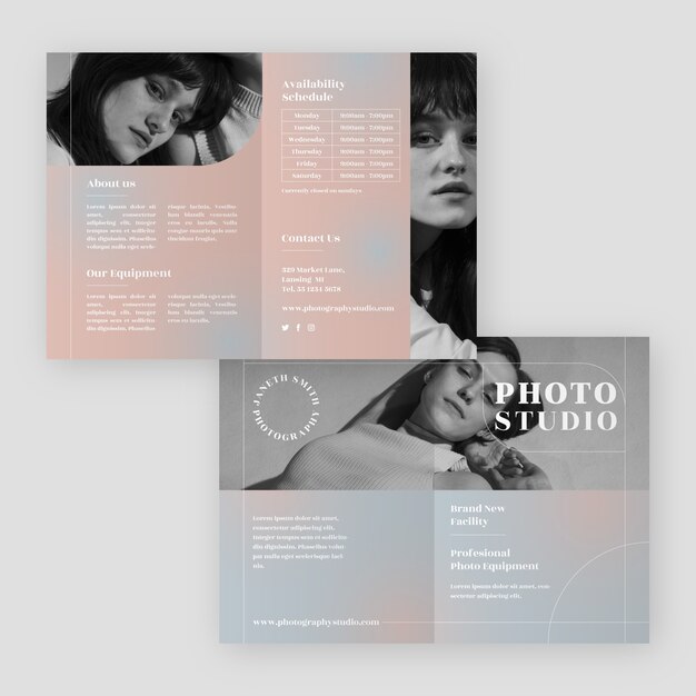 Brochure studio fotografico design piatto