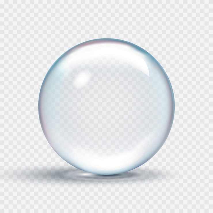 Vettore gratuito bubble di sapone trasparente con sottili riflessi dell'arcobaleno 3d vettore goccia d'acqua su uno sfondo trasparente