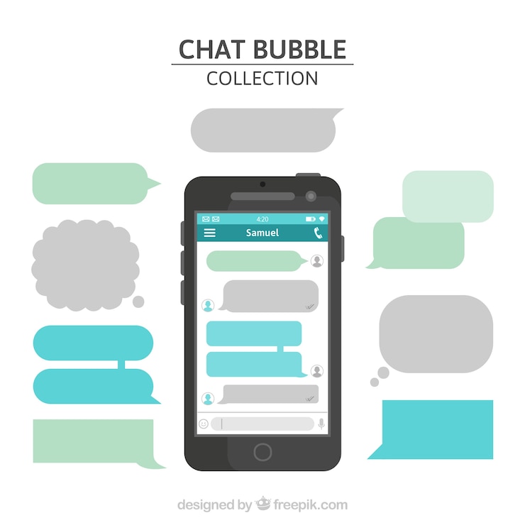 Vettore gratuito bubbles chat per l'app di messenger in stile piatto