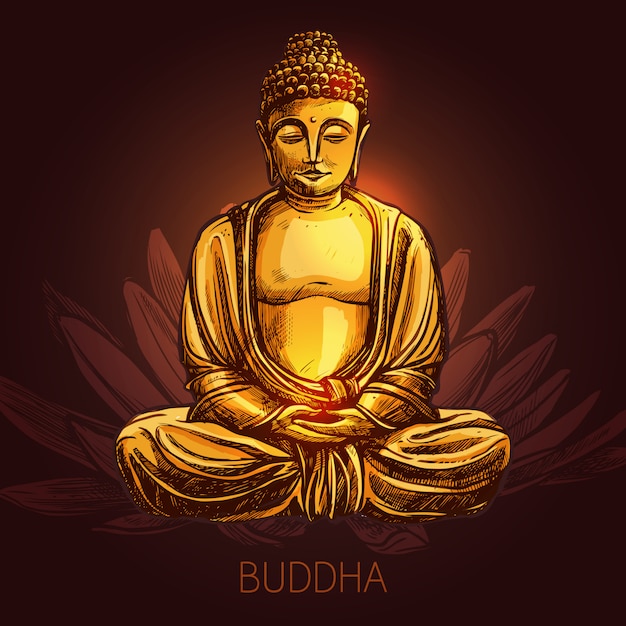 Buddha sull&#39;illustrazione del fiore di loto