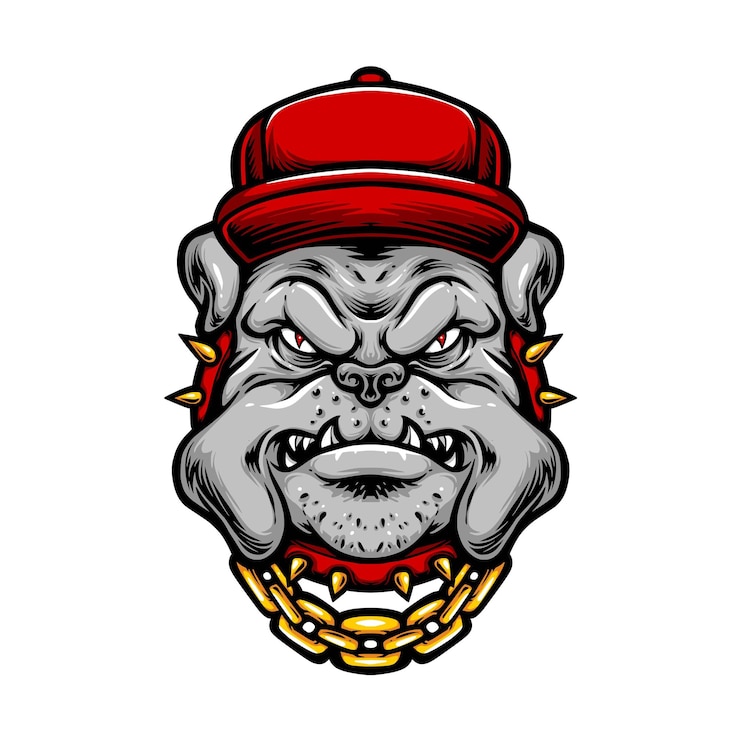Vettore gratuito bulldog con cappello e collana a catena vettore