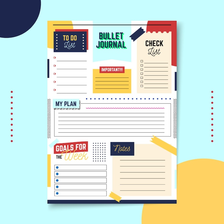 Vettore gratuito bullet journal planner copia spazio