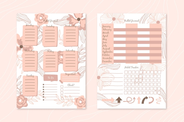 Bullet journal planner modello