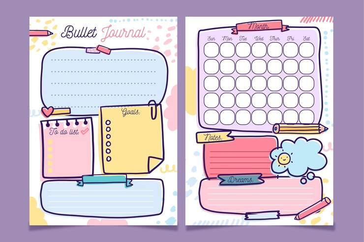 Vettore gratuito bullet journal planner modello