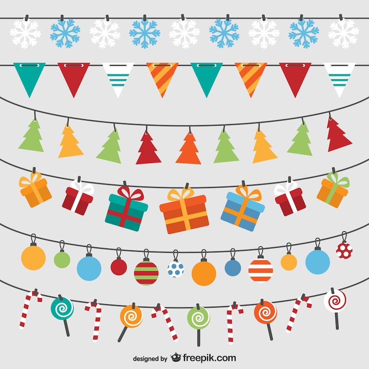 Vettore gratuito bunting pacco di natale