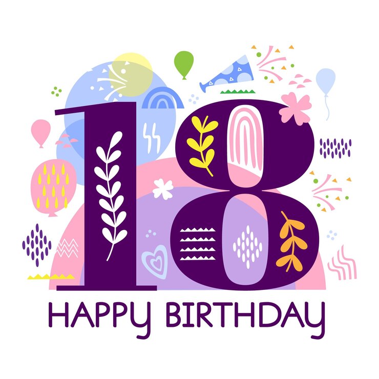 Vettore gratuito buon 18 ° compleanno tema di sfondo