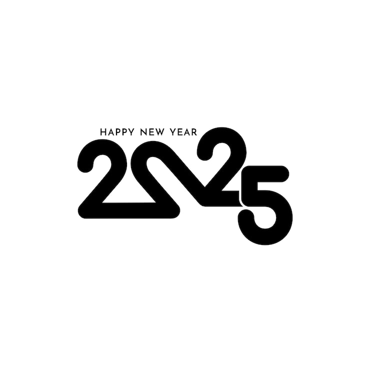 Vettore gratuito buon anno 2025 disegno di testo creativo sfondo moderno