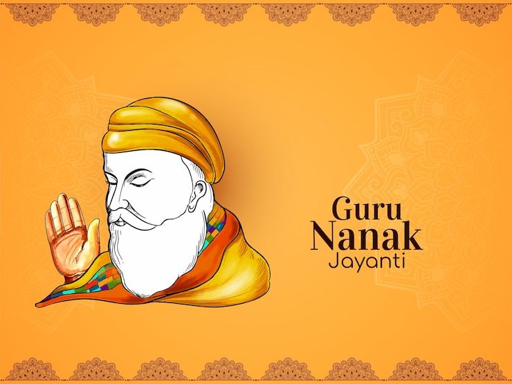 Vettore gratuito buon giorno guru nanak jayanti sfondo festa religiosa