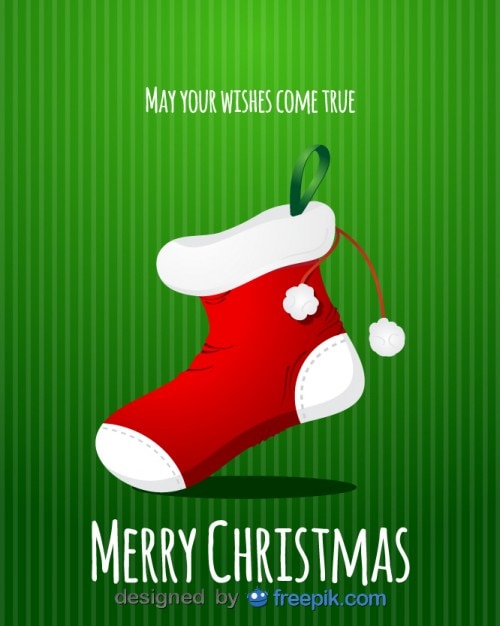 Vettore gratuito buon natale biglietto di auguri di natale calza