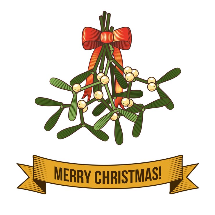 Vettore gratuito buon natale con la retro illustrazione del ramo santo