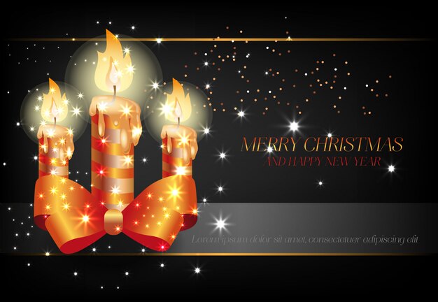 Buon Natale e felice anno nuovo con candele poster nero