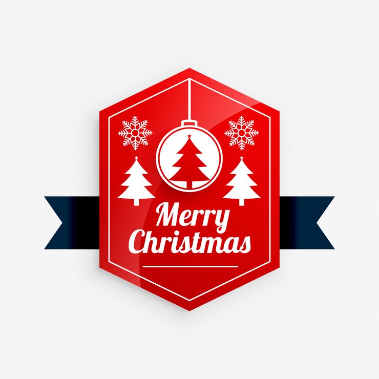 Vettore gratuito buon natale etichetta rossa