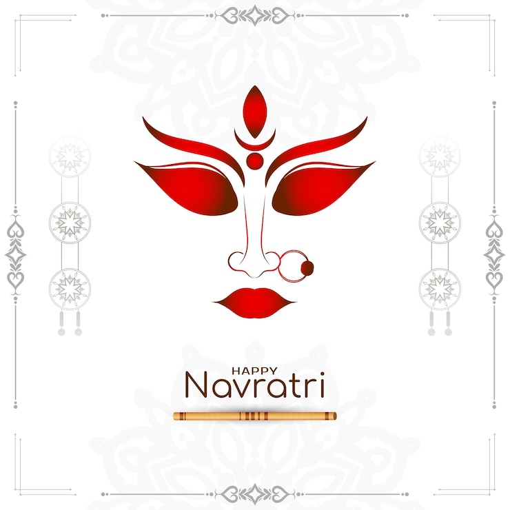 Vettore gratuito buon navratri e durga puja tradizionale festival di saluto sfondo