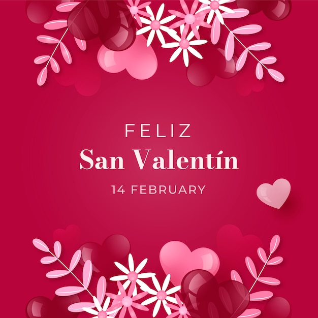 Buon San Valentino sfumato in illustrazione spagnola e biglietto di auguri