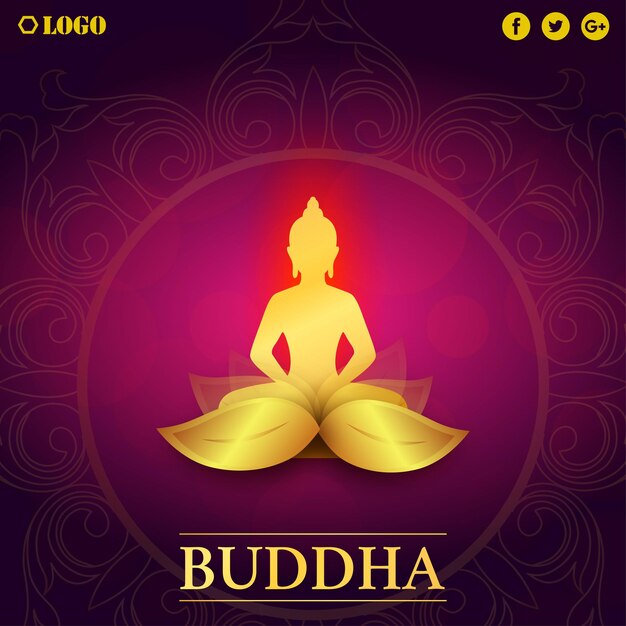 Buon Vesak saluti sfondo viola Social Media Design Banner