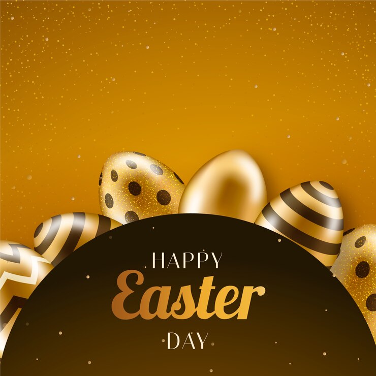 Vettore gratuito buona pasqua con uova d'oro
