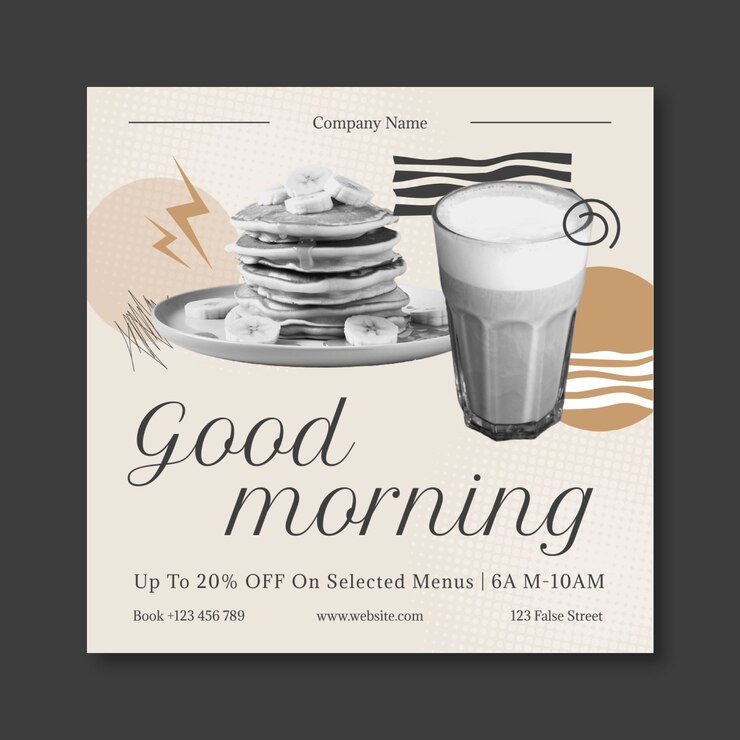 Vettore gratuito buongiorno instagram post template design