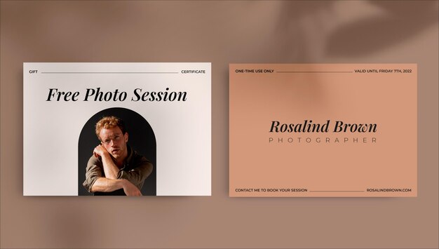 Buono regalo per la fotografia di sessione elegante vintage