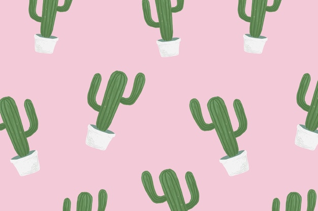 Cactus pot fantasia vettore di sfondo in rosa carino stile disegnato a mano