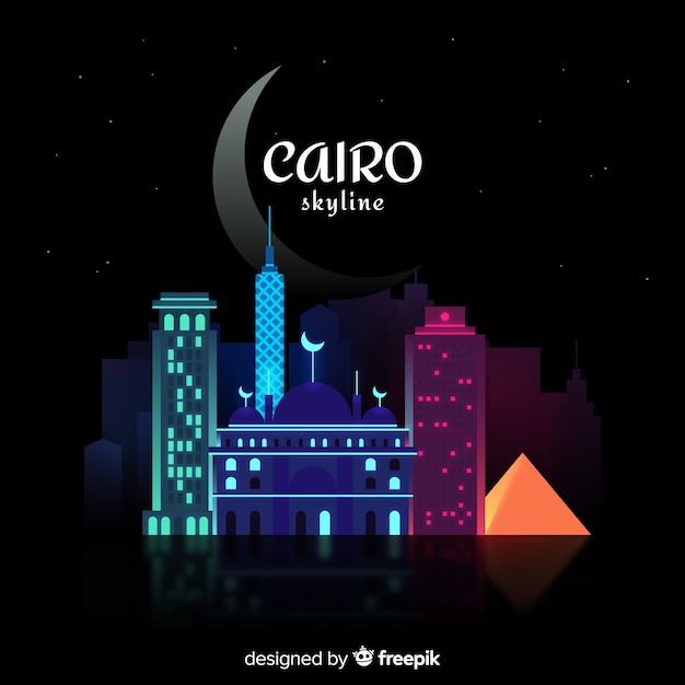 Cairo skyline colorato sullo sfondo
