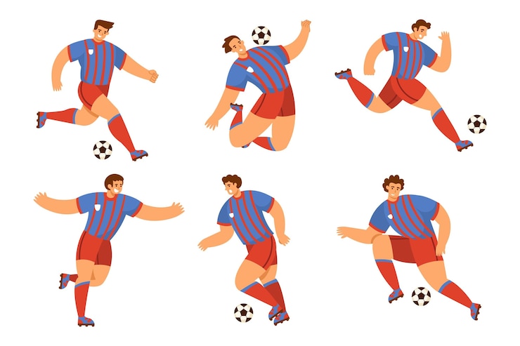 Vettore gratuito calciatori dal design piatto
