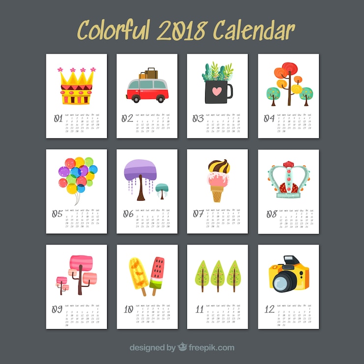 Vettore gratuito calendario 2018
