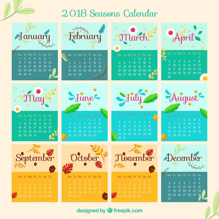 Vettore gratuito calendario 2018
