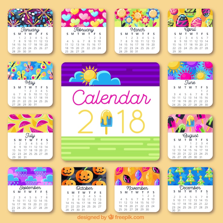 Vettore gratuito calendario 2018