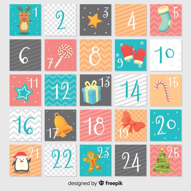 Calendario dell&#39;avvento disegnato a mano