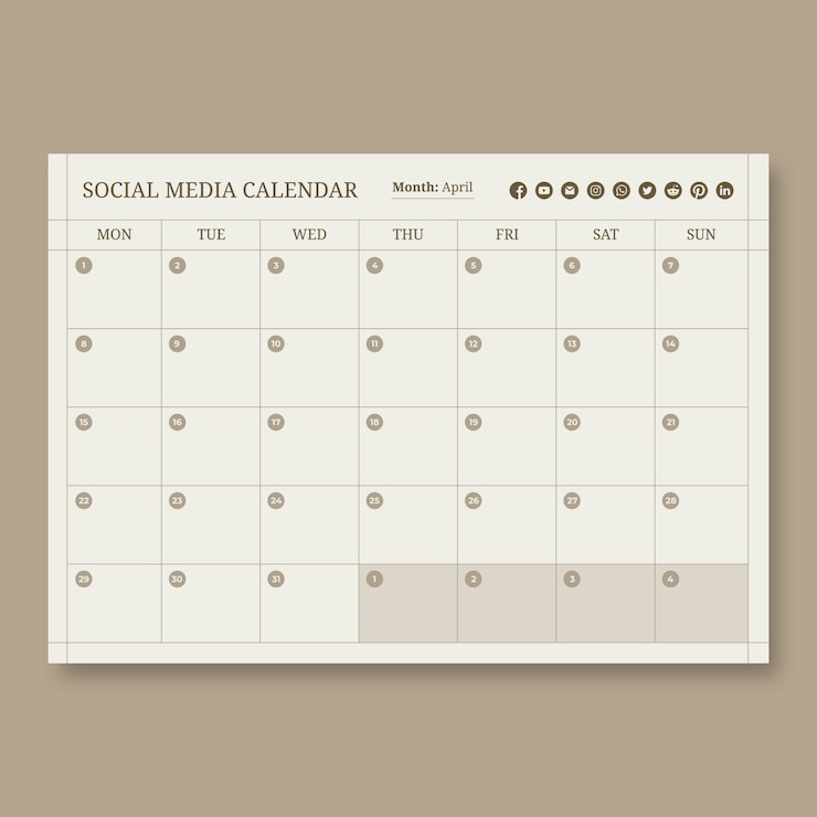 Vettore gratuito calendario estetico dei contenuti dei social media