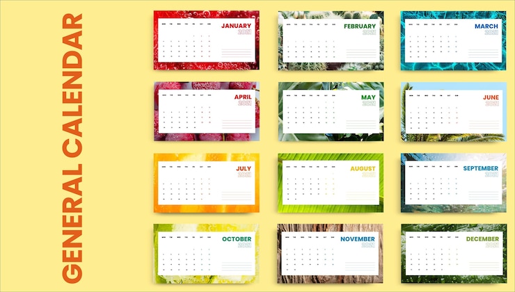 Vettore gratuito calendario estivo fresco colorato creativo
