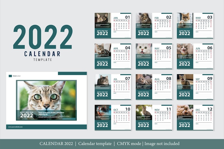 Vettore gratuito calendario felice anno nuovo 2022