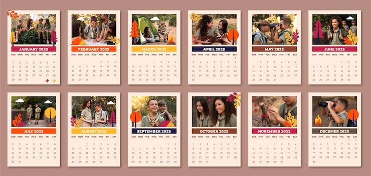 Vettore gratuito calendario scout disegnato a mano