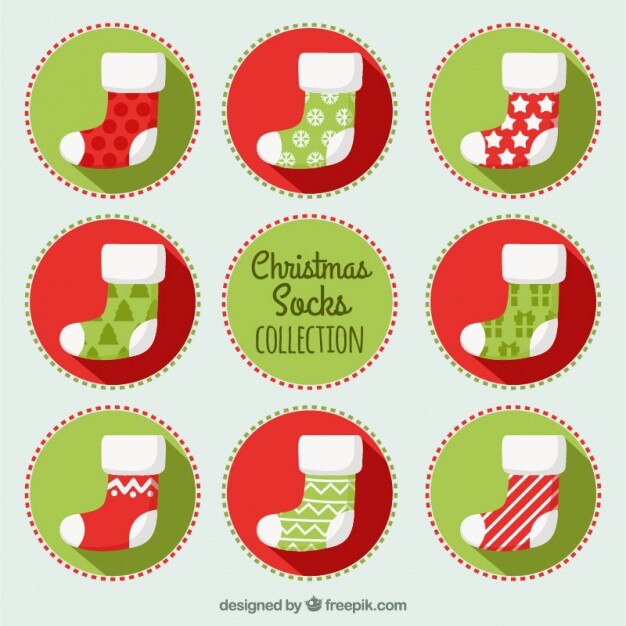 Vettore gratuito calzini di natale collezione