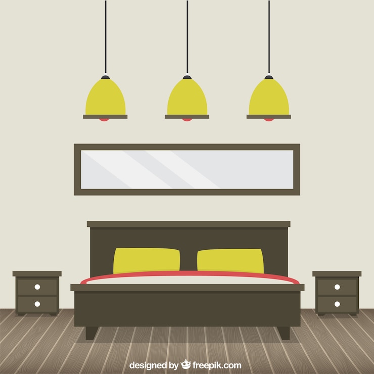 Vettore gratuito camera da letto moderna