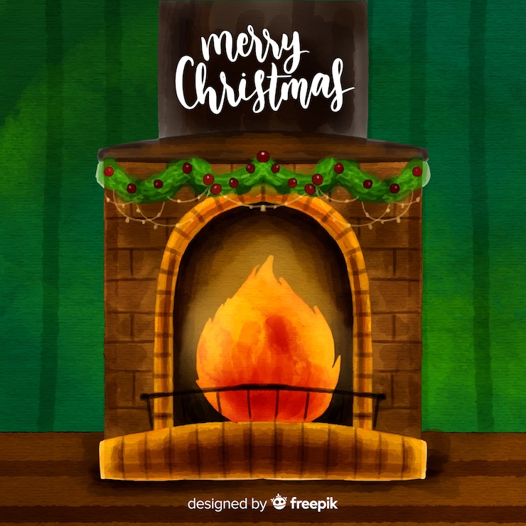 Vettore gratuito camino natale