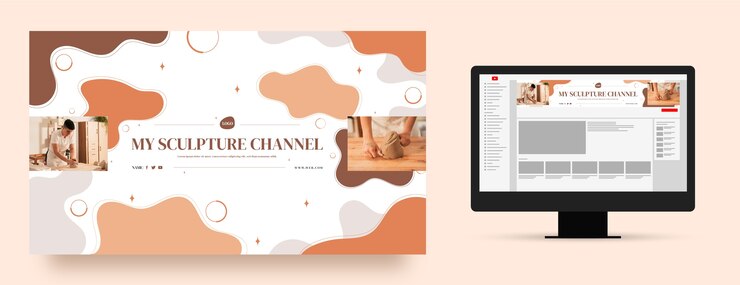 Vettore gratuito canale youtube atelier minimale dinamico art