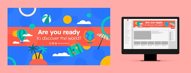 Canale youtube dell'agenzia di viaggi design piatto art