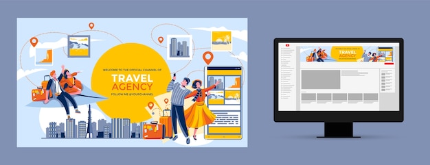 Canale youtube dell'agenzia di viaggi disegnata a mano art