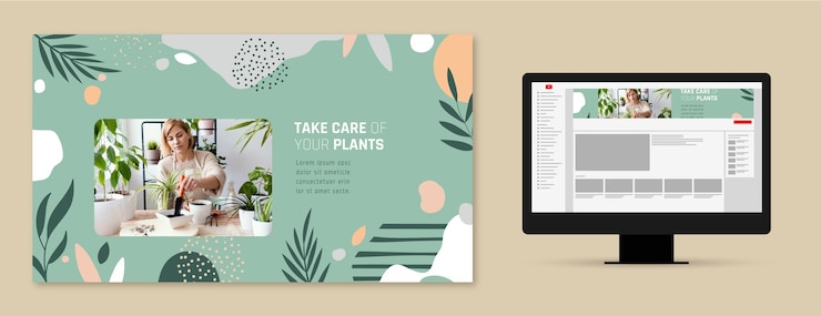 Vettore gratuito canale youtube di giardinaggio piatto art