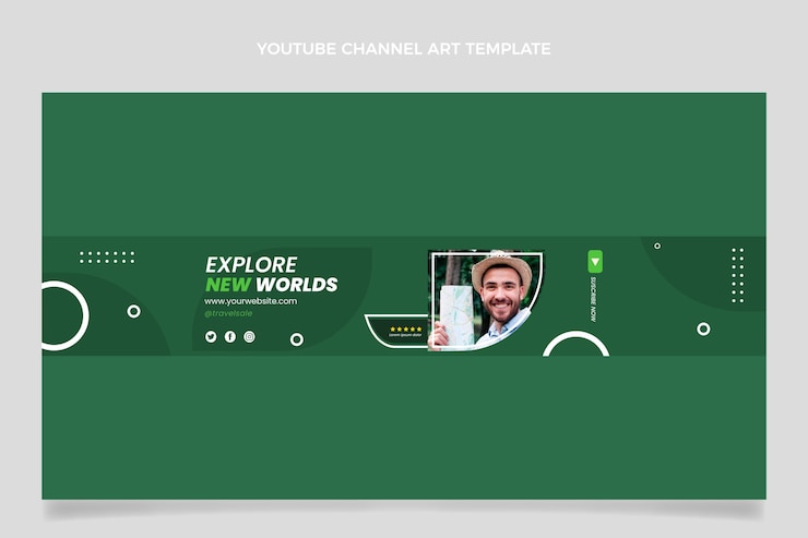 Vettore gratuito canale youtube di viaggio dal design piatto
