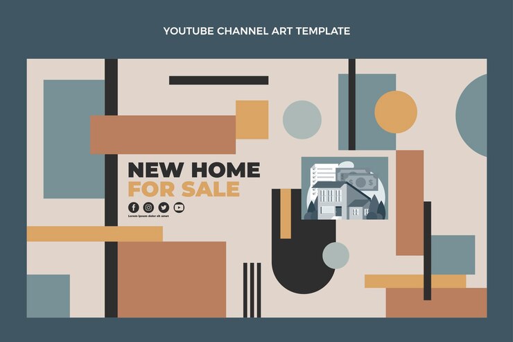Vettore gratuito canale youtube immobiliare geometrico