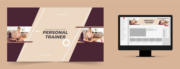 Vettore gratuito canale youtube minimo personal trainer art