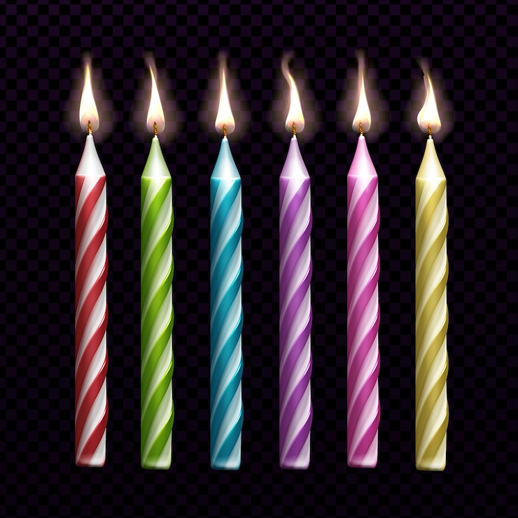 Vettore gratuito candele brucianti per l'insieme della torta di compleanno isolato